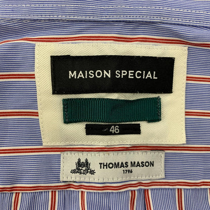 【中古品】【メンズ】 MAISON SPECIAL メゾンスペシャル ×THOMAS MASON トーマス メイソン STRIPE SS SHIRT ストライプ ショートスリーブ シャツ トップス 半袖 140-250825-ya-01-izu サイズ：46 カラー：ブルー 万代Net店