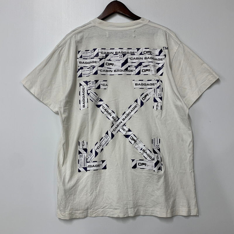 【中古品】【メンズ】 OFF-WHITE オフホワイト OMAA038S20185003 国内正規 AIRPORT TAPE エアポート テープ S/S OVER TEE ショートスリーブ オーバー Ｔシャツ トップス 半袖 142-250826-ya-09-izu サイズ：XXS カラー：WHITE 万代Net店