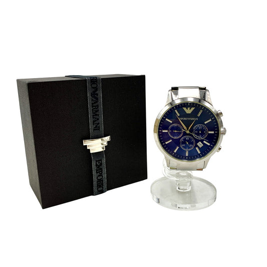【中古品】【メンズ/レディース】 Emporio Armani エンポリオ・アルマーニ CHRONOGRAPH AR-2448 クロノグラフ ブルー文字盤 腕時計 197-251116-as-12-izu カラー：ブルー×シルバー 万代Net店