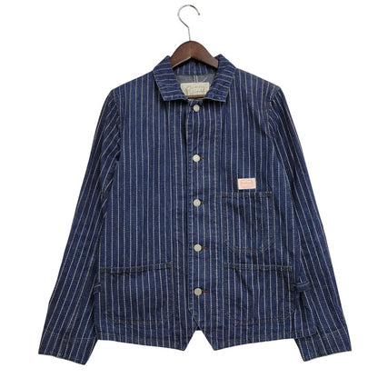 【中古品】【メンズ】 TROPHY CLOTHING トロフィークロージング HICKORY STRIPE DENIM COVERALL JACKET ヒッコリーストライプデニムカバーオールジャケット アウター 長袖 145-250824-ma-11-izu サイズ：36/5 カラー：ブルー 万代Net店