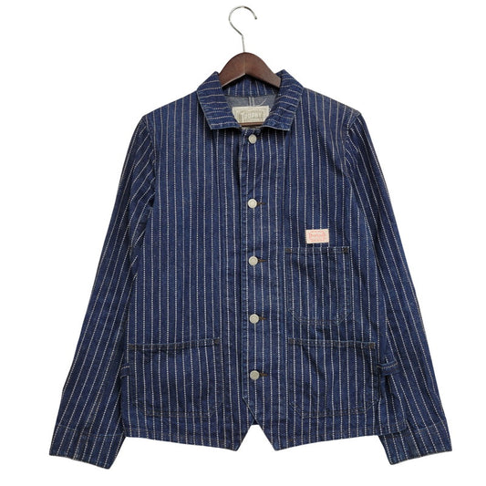 【中古品】【メンズ】 TROPHY CLOTHING トロフィークロージング HICKORY STRIPE DENIM COVERALL JACKET ヒッコリーストライプデニムカバーオールジャケット アウター 長袖 145-250824-ma-11-izu サイズ：36/5 カラー：ブルー 万代Net店