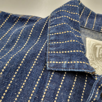 【中古品】【メンズ】 TROPHY CLOTHING トロフィークロージング HICKORY STRIPE DENIM COVERALL JACKET ヒッコリーストライプデニムカバーオールジャケット アウター 長袖 145-250824-ma-11-izu サイズ：36/5 カラー：ブルー 万代Net店