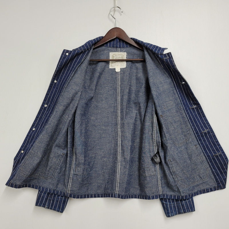 【中古品】【メンズ】 TROPHY CLOTHING トロフィークロージング HICKORY STRIPE DENIM COVERALL JACKET ヒッコリーストライプデニムカバーオールジャケット アウター 長袖 145-250824-ma-11-izu サイズ：36/5 カラー：ブルー 万代Net店