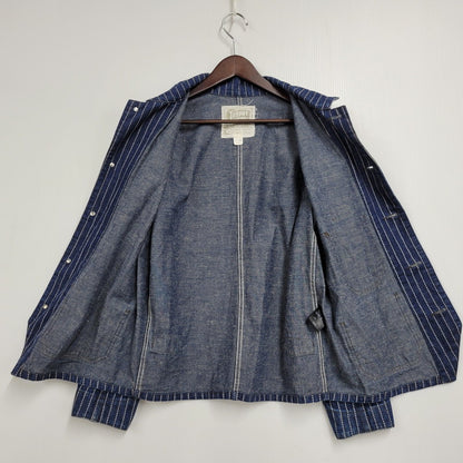 【中古品】【メンズ】 TROPHY CLOTHING トロフィークロージング HICKORY STRIPE DENIM COVERALL JACKET ヒッコリーストライプデニムカバーオールジャケット アウター 長袖 145-250824-ma-11-izu サイズ：36/5 カラー：ブルー 万代Net店