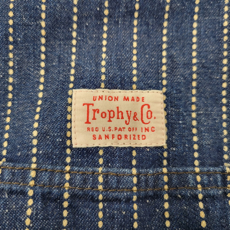【中古品】【メンズ】 TROPHY CLOTHING トロフィークロージング HICKORY STRIPE DENIM COVERALL JACKET ヒッコリーストライプデニムカバーオールジャケット アウター 長袖 145-250824-ma-11-izu サイズ：36/5 カラー：ブルー 万代Net店