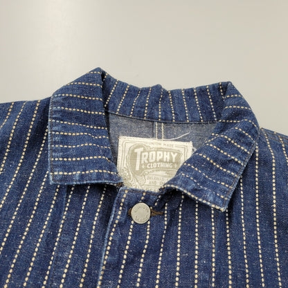 【中古品】【メンズ】 TROPHY CLOTHING トロフィークロージング HICKORY STRIPE DENIM COVERALL JACKET ヒッコリーストライプデニムカバーオールジャケット アウター 長袖 145-250824-ma-11-izu サイズ：36/5 カラー：ブルー 万代Net店