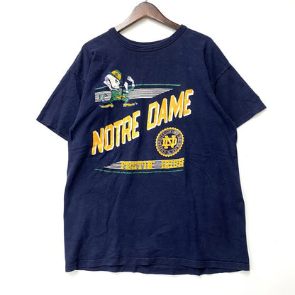 【中古品】【メンズ】 Champion チャンピオン USA製 トリコタグ後期 80S NOTRE DAME SS TEE 80年代 ノートルダム ショートスリーブT トップス 半袖 146-250830-ma-22-izu サイズ：XL カラー：ネイビー 万代Net店