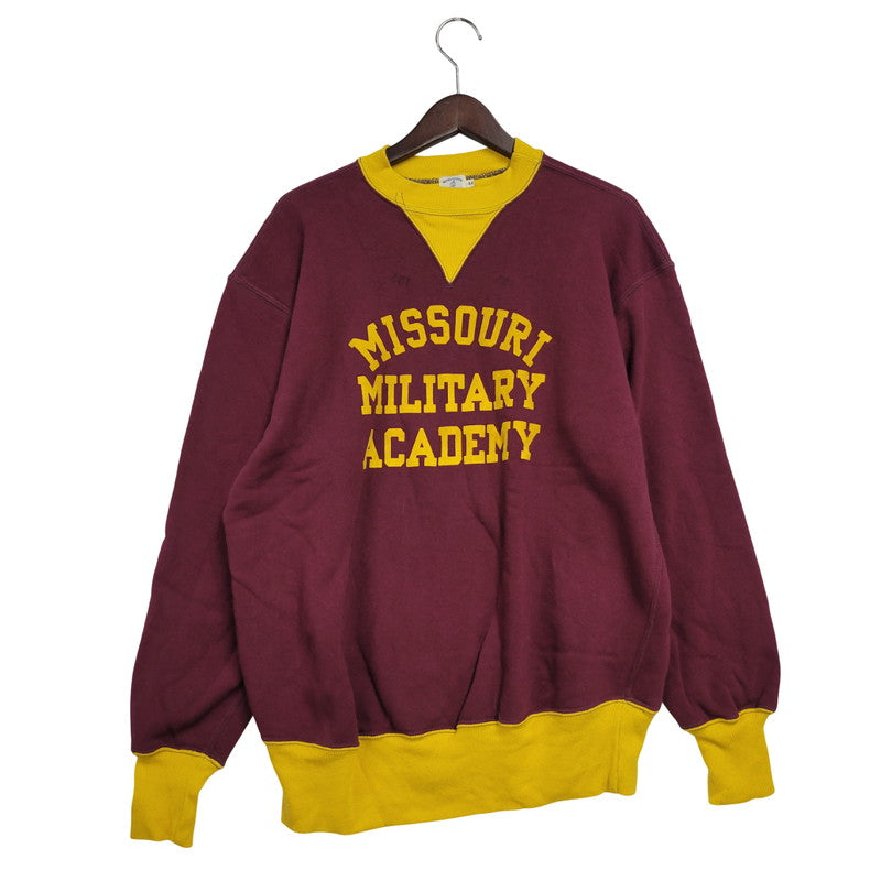 【中古品】【メンズ】 WAREHOUSE ウエアハウス LOT.494 直営店限定 23AW MISSOURI MILITARY ACADEMY 両V SWEATSHIRT ミズーリミリタリーアカデミー スウェットシャツ トップス 長袖 145-250824-ma-10-izu サイズ：44 カラー：ボルドー×イエロー 万代Net店