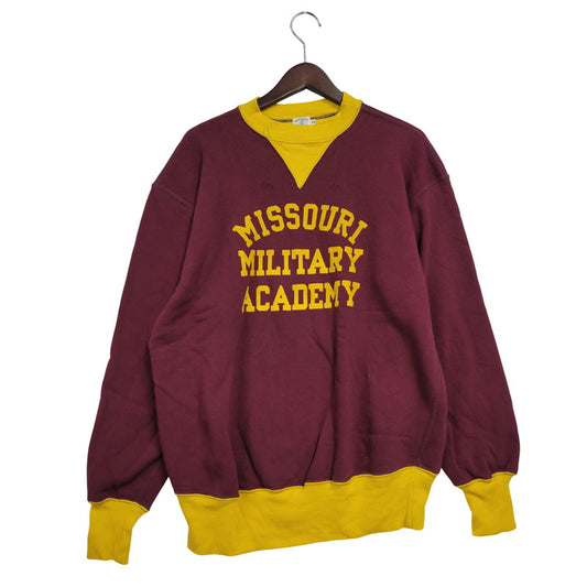【中古品】【メンズ】 WAREHOUSE ウエアハウス LOT.494 直営店限定 23AW MISSOURI MILITARY ACADEMY 両V SWEATSHIRT ミズーリミリタリーアカデミー スウェットシャツ トップス 長袖 145-250824-ma-10-izu サイズ：44 カラー：ボルドー×イエロー 万代Net店