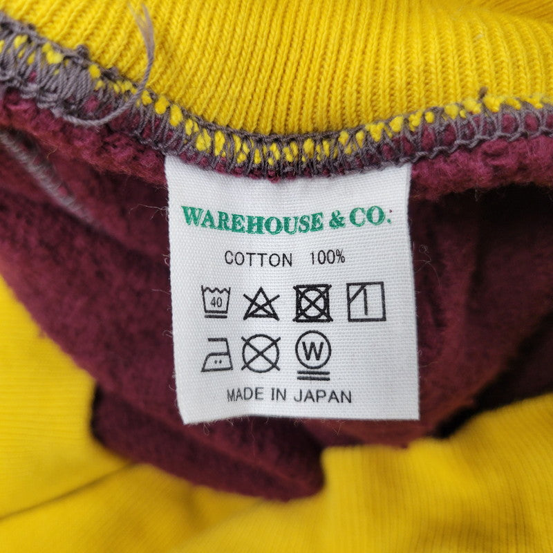 【中古品】【メンズ】 WAREHOUSE ウエアハウス LOT.494 直営店限定 23AW MISSOURI MILITARY ACADEMY 両V SWEATSHIRT ミズーリミリタリーアカデミー スウェットシャツ トップス 長袖 145-250824-ma-10-izu サイズ：44 カラー：ボルドー×イエロー 万代Net店