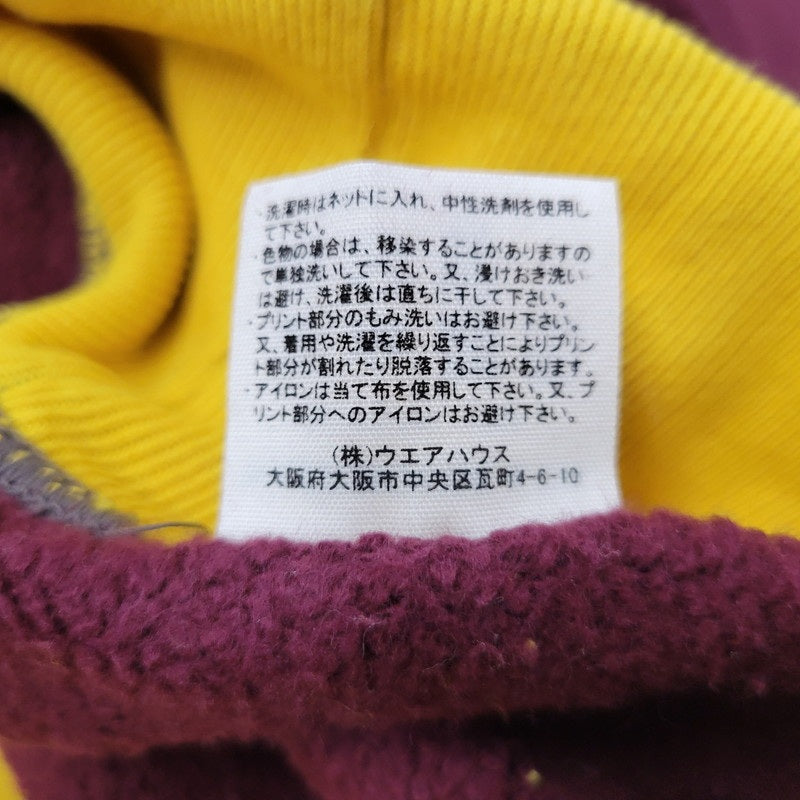 【中古品】【メンズ】 WAREHOUSE ウエアハウス LOT.494 直営店限定 23AW MISSOURI MILITARY ACADEMY 両V SWEATSHIRT ミズーリミリタリーアカデミー スウェットシャツ トップス 長袖 145-250824-ma-10-izu サイズ：44 カラー：ボルドー×イエロー 万代Net店
