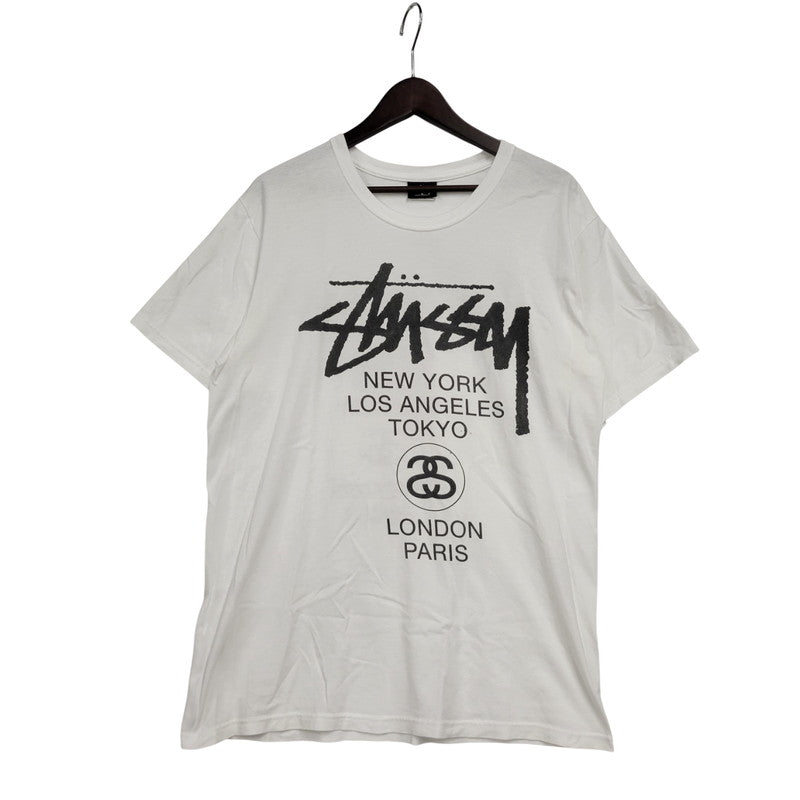 【中古品】【メンズ】 STUSSY ステューシー WORLD TOUR SS TEE ワールドツアー 半袖 T-シャツ トップス 142-250831-rk-09-izu サイズ：M カラー：ホワイト 万代Net店