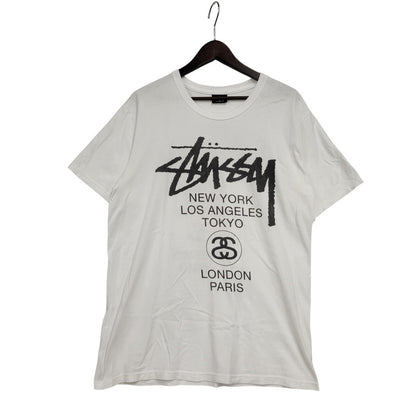 【中古品】【メンズ】 STUSSY ステューシー WORLD TOUR SS TEE ワールドツアー 半袖 T-シャツ トップス 142-250831-rk-09-izu サイズ：M カラー：ホワイト 万代Net店