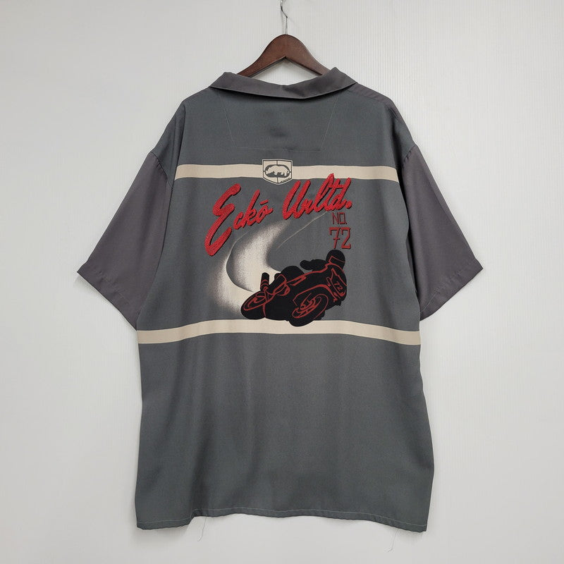 【中古品】【メンズ】 MARC ECKO マークエコー 韓国製 NO.72 SS OPEN COLLAR SHIRT カラーシャツ トップス 半袖 146-250831-rk-08-izu サイズ：XL カラー：グレー 万代Net店