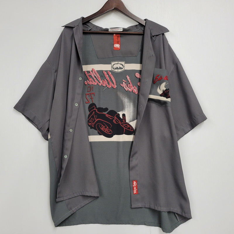 【中古品】【メンズ】 MARC ECKO マークエコー 韓国製 NO.72 SS OPEN COLLAR SHIRT カラーシャツ トップス 半袖 146-250831-rk-08-izu サイズ：XL カラー：グレー 万代Net店