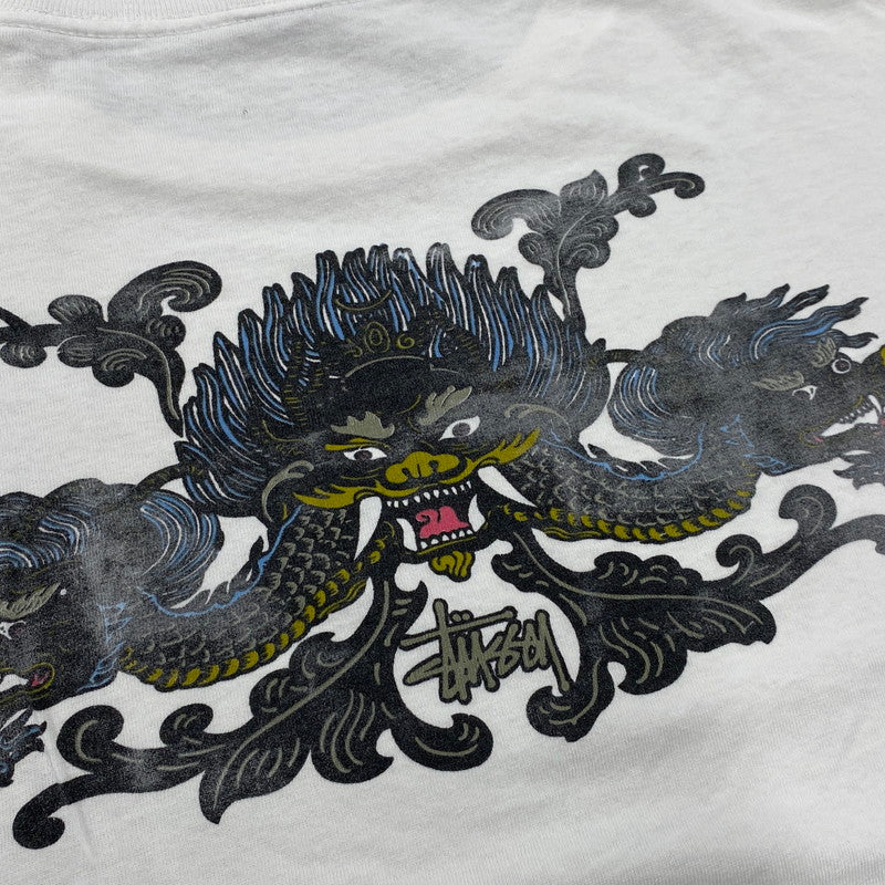 【現状渡し品】【メンズ】 OLD STUSSY オールドステューシー USA製 両シングル 紺タグ 90S DRAGON SS TEE 90年代 ドラゴン ショートスリーブT トップス 半袖 142-250825-ma-23-izu サイズ：M カラー：WHITE 万代Net店