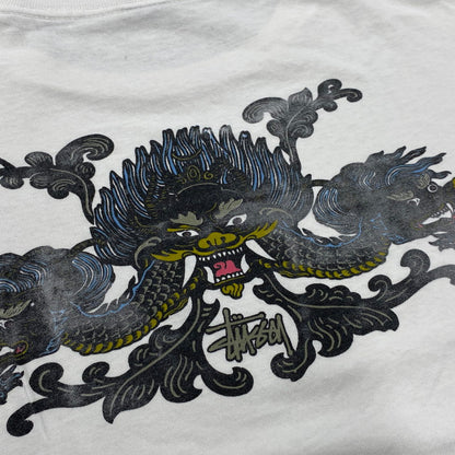 【現状渡し品】【メンズ】 OLD STUSSY オールドステューシー USA製 両シングル 紺タグ 90S DRAGON SS TEE 90年代 ドラゴン ショートスリーブT トップス 半袖 142-250825-ma-23-izu サイズ：M カラー：WHITE 万代Net店