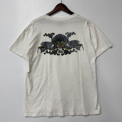 【現状渡し品】【メンズ】 OLD STUSSY オールドステューシー USA製 両シングル 紺タグ 90S DRAGON SS TEE 90年代 ドラゴン ショートスリーブT トップス 半袖 142-250825-ma-23-izu サイズ：M カラー：WHITE 万代Net店