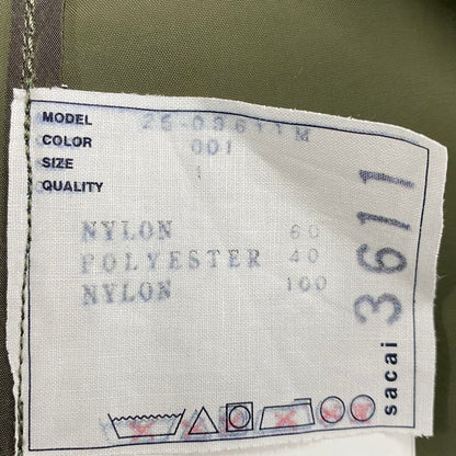 【中古品】【メンズ】 Sacai サカイ 25-03611M 3 LAYER BONDING COAT レイヤーボンディングコート アウター 長袖 140-250825-ma-22-izu サイズ：1 カラー：OLIVE 万代Net店