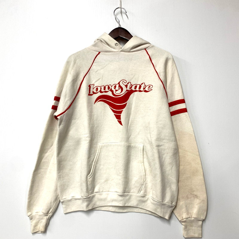【現状渡し品】【メンズ】 USED IOWA STATE RAGLAN SLEEVE HOODED SWEATSHIRT ラグラン スリーブ フーデッド スウェットシャツ パーカー 長袖 トップス 146-250901-as-32-izu サイズ：XL カラー：ホワイト 万代Net店