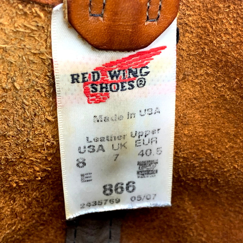 【中古品】【メンズ】 RED WING レッドウィング PECOS BOOTS 866 ペコスブーツ USA製 刺繍羽タグ シューズ 靴 164-250826-as-04-izu サイズ：UK7 カラー：ブラウン 万代Net店