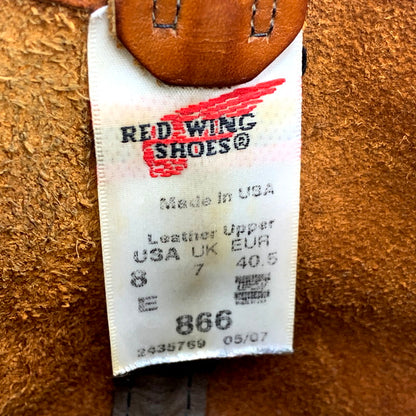 【中古品】【メンズ】 RED WING レッドウィング PECOS BOOTS 866 ペコスブーツ USA製 刺繍羽タグ シューズ 靴 164-250826-as-04-izu サイズ：UK7 カラー：ブラウン 万代Net店