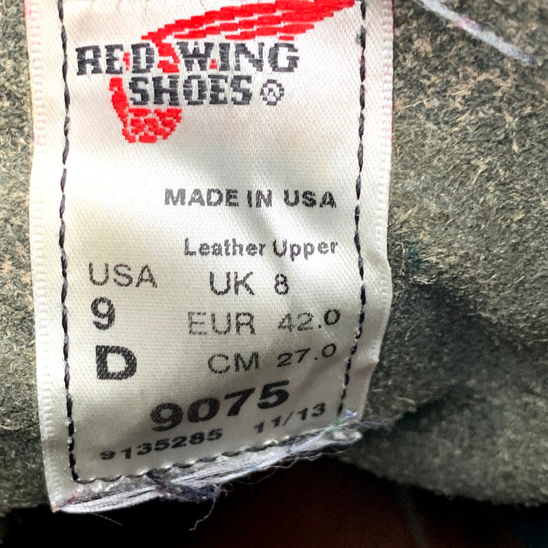 【中古品】【メンズ】 RED WING レッドウィング MOC TOE CLASSIC 9075 モックトゥ クラシック 刺繍羽タグ USA製 シューズ 靴 164-250826-as-05-izu サイズ：27cm カラー：ブラック 万代Net店