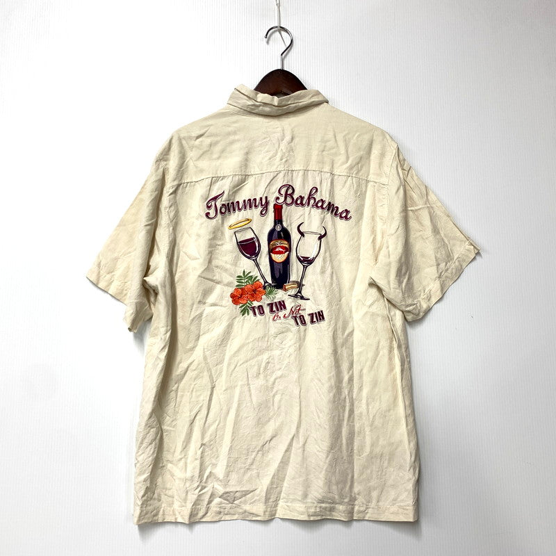 【中古品】【メンズ】 TOMMY BAHAMA トミーバハマ SILK SS SHIRT シルク ショートスリーブ シャツ 半袖 トップス 146-250901-as-34-izu サイズ：M カラー：クリーム系 万代Net店