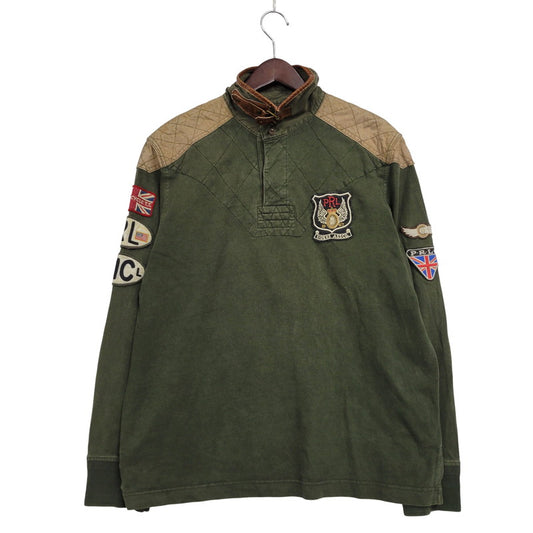 【中古品】【メンズ】 Polo by Ralph Lauren ポロバイラルフローレン MOTORCYCLE RUGBY SHIRT ラグビーシャツ 長袖 トップス 146-250826-as-09-izu サイズ：XL カラー：オリーブ 万代Net店