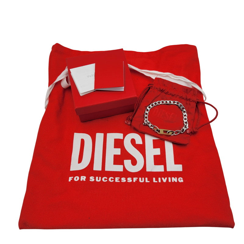 【中古品】【メンズ/レディース】 DIESEL ディーゼル D LOGO CHAIN BRACELET Dロゴ チェーン ブレスレット アクセサリー 192-250901-as-08-izu カラー：シルバー×ゴールド 万代Net店