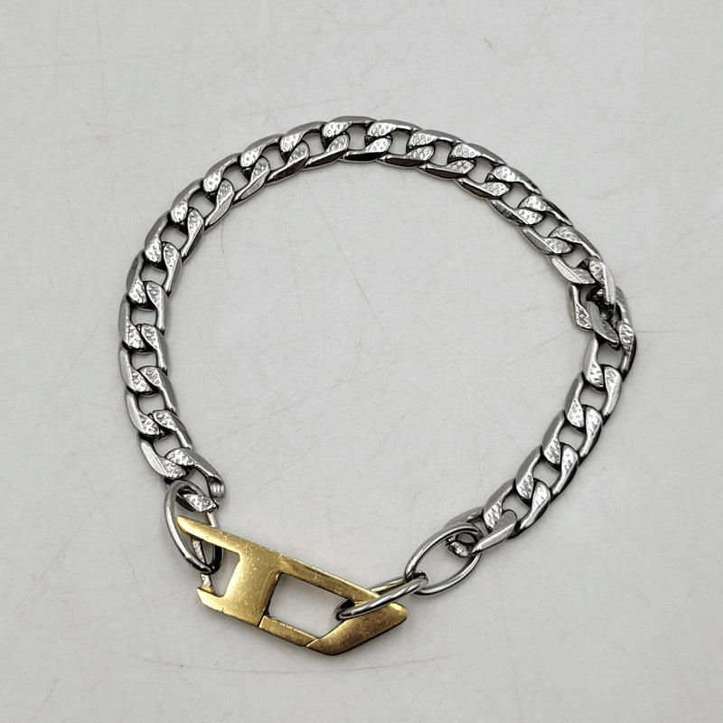 【中古品】【メンズ/レディース】 DIESEL ディーゼル D LOGO CHAIN BRACELET Dロゴ チェーン ブレスレット アクセサリー 192-250901-as-08-izu カラー：シルバー×ゴールド 万代Net店