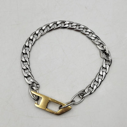 【中古品】【メンズ/レディース】 DIESEL ディーゼル D LOGO CHAIN BRACELET Dロゴ チェーン ブレスレット アクセサリー 192-250901-as-08-izu カラー：シルバー×ゴールド 万代Net店
