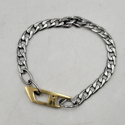 【中古品】【メンズ/レディース】 DIESEL ディーゼル D LOGO CHAIN BRACELET Dロゴ チェーン ブレスレット アクセサリー 192-250901-as-08-izu カラー：シルバー×ゴールド 万代Net店