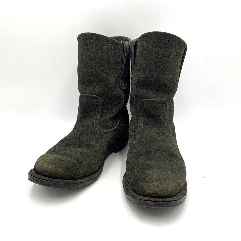 【現状渡し品】【レディース】 RED WING レッドウィング 8186 USA製 刺繍羽タグ 2007年製 00S SUEDE PECOS BOOTS 00年代 スエードペコスブーツ 靴 シューズ 164-250827-ma-09-izu サイズ：UK6.5 カラー：黒系 万代Net店