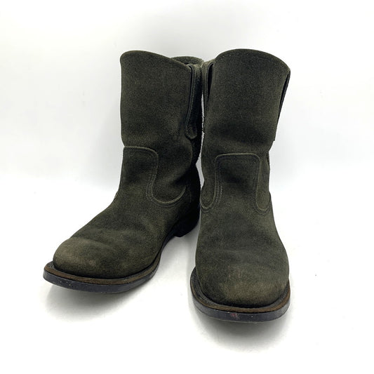 【現状渡し品】【レディース】 RED WING レッドウィング 8186 USA製 刺繍羽タグ 2007年製 00S SUEDE PECOS BOOTS 00年代 スエードペコスブーツ 靴 シューズ 164-250827-ma-09-izu サイズ：UK6.5 カラー：黒系 万代Net店