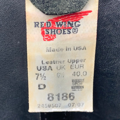 【現状渡し品】【レディース】 RED WING レッドウィング 8186 USA製 刺繍羽タグ 2007年製 00S SUEDE PECOS BOOTS 00年代 スエードペコスブーツ 靴 シューズ 164-250827-ma-09-izu サイズ：UK6.5 カラー：黒系 万代Net店