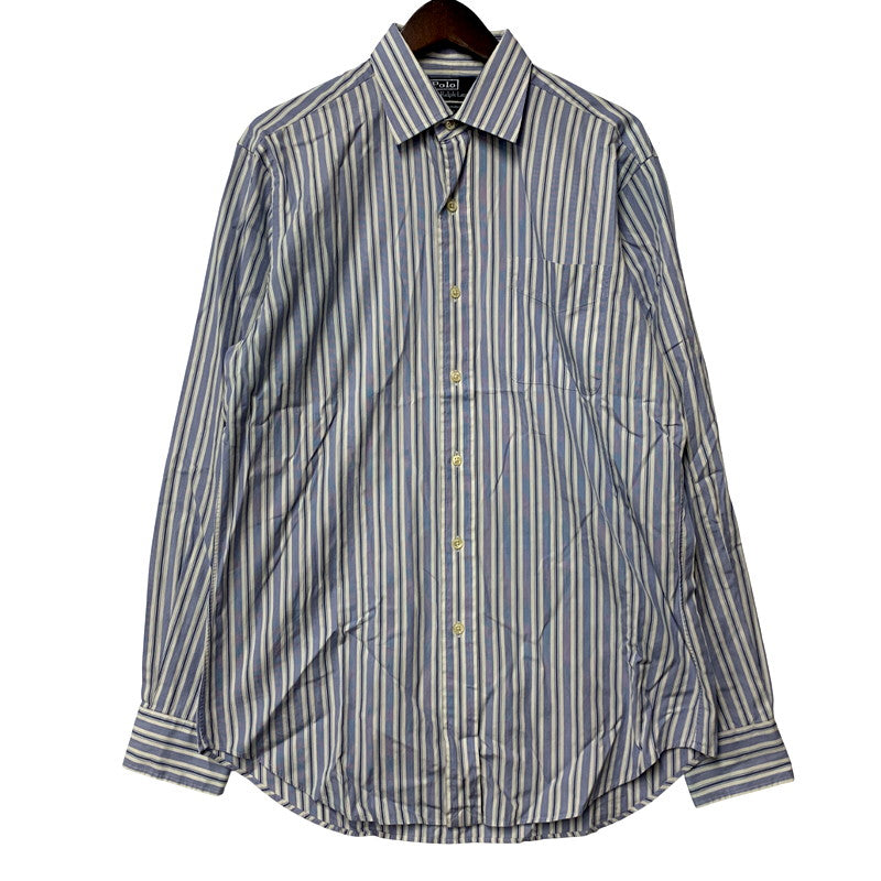 【中古品】【メンズ】 Polo by Ralph Lauren ポロバイラルフローレン CURHAM STRIPE LS SHIRT ストライプ ロングスリーブ シャツ 長袖 トップス 146-250905-as-21-izu サイズ：15.5 カラー：ブルー系 万代Net店