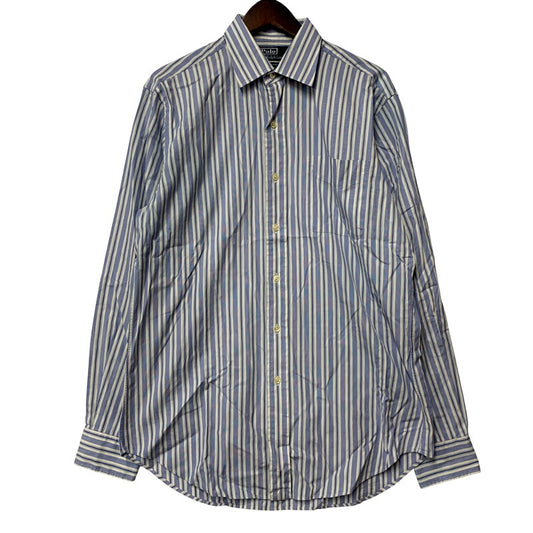 【中古品】【メンズ】 Polo by Ralph Lauren ポロバイラルフローレン CURHAM STRIPE LS SHIRT ストライプ ロングスリーブ シャツ 長袖 トップス 146-250905-as-21-izu サイズ：15.5 カラー：ブルー系 万代Net店