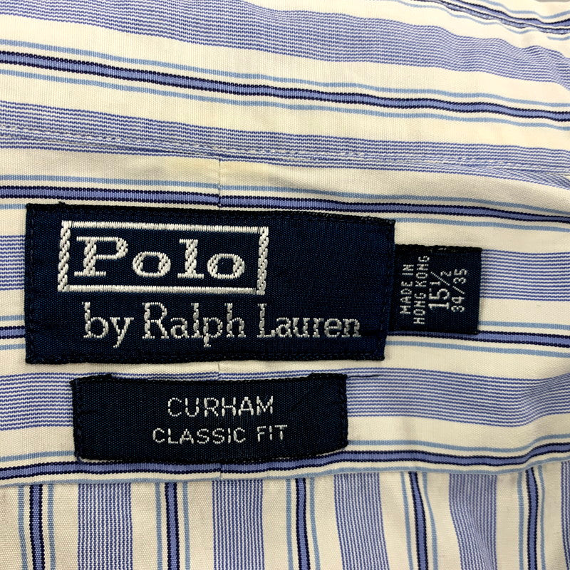 【中古品】【メンズ】 Polo by Ralph Lauren ポロバイラルフローレン CURHAM STRIPE LS SHIRT ストライプ ロングスリーブ シャツ 長袖 トップス 146-250905-as-21-izu サイズ：15.5 カラー：ブルー系 万代Net店