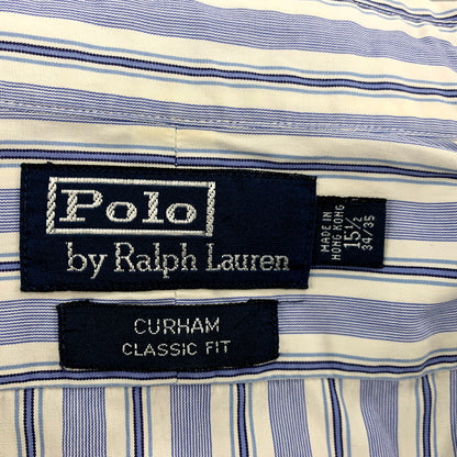 【中古品】【メンズ】 Polo by Ralph Lauren ポロバイラルフローレン CURHAM STRIPE LS SHIRT ストライプ ロングスリーブ シャツ 長袖 トップス 146-250905-as-21-izu サイズ：15.5 カラー：ブルー系 万代Net店