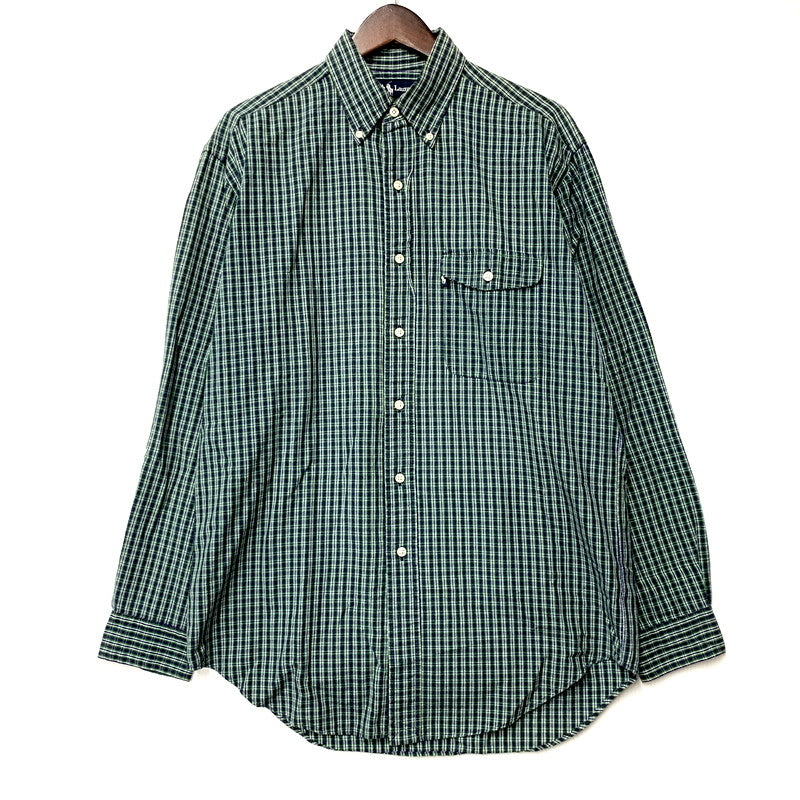 【中古品】【メンズ】 RALPH LAUREN ラルフローレン CREEK CHECK BD LS SHIRT チェック ボタンダウン ロングスリーブ シャツ 長袖 トップス 146-250905-as-22-izu サイズ：S カラー：グリーン系 万代Net店
