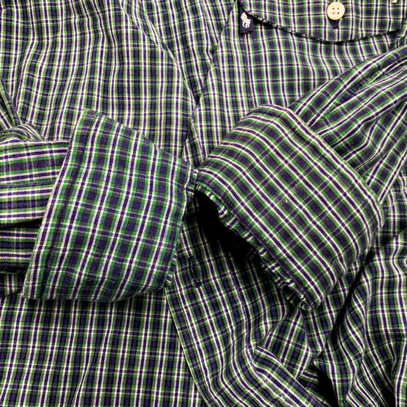 【中古品】【メンズ】 RALPH LAUREN ラルフローレン CREEK CHECK BD LS SHIRT チェック ボタンダウン ロングスリーブ シャツ 長袖 トップス 146-250905-as-22-izu サイズ：S カラー：グリーン系 万代Net店