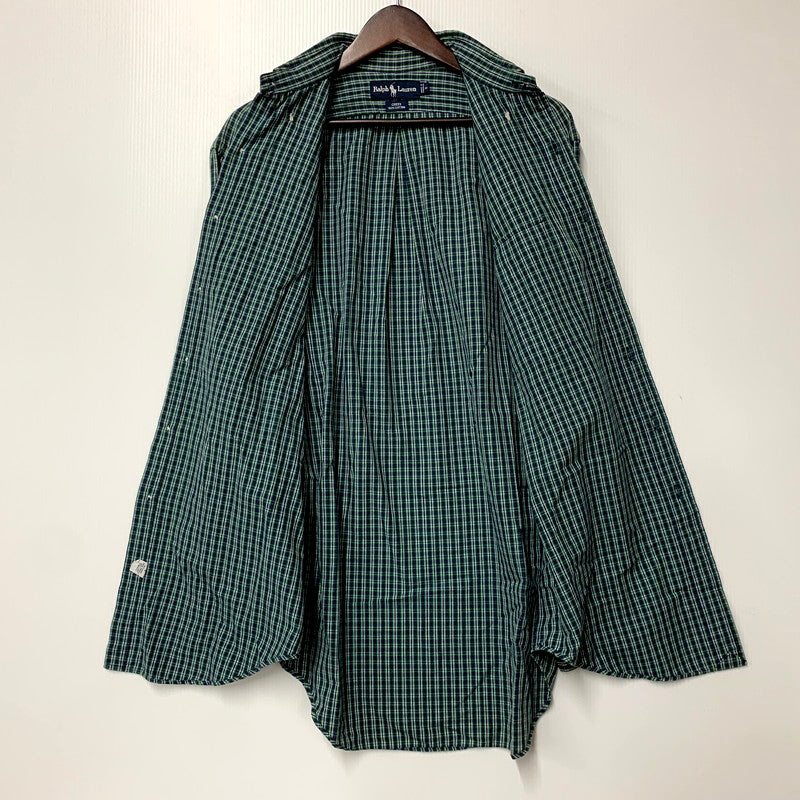 【中古品】【メンズ】 RALPH LAUREN ラルフローレン CREEK CHECK BD LS SHIRT チェック ボタンダウン ロングスリーブ シャツ 長袖 トップス 146-250905-as-22-izu サイズ：S カラー：グリーン系 万代Net店