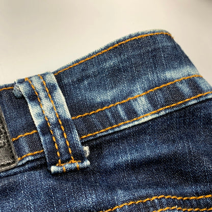 【中古品】【レディース】 ED HARDY エドハーディ ROSE EMBROIDERY STUDS LOGO DENIM SKIRT 001-084762 ロゴ デニム スカート 168-250905-as-13-izu サイズ：15/16 カラー：インディゴ 万代Net店