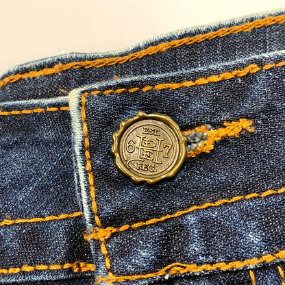 【中古品】【レディース】 ED HARDY エドハーディ ROSE EMBROIDERY STUDS LOGO DENIM SKIRT 001-084762 ロゴ デニム スカート 168-250905-as-13-izu サイズ：15/16 カラー：インディゴ 万代Net店