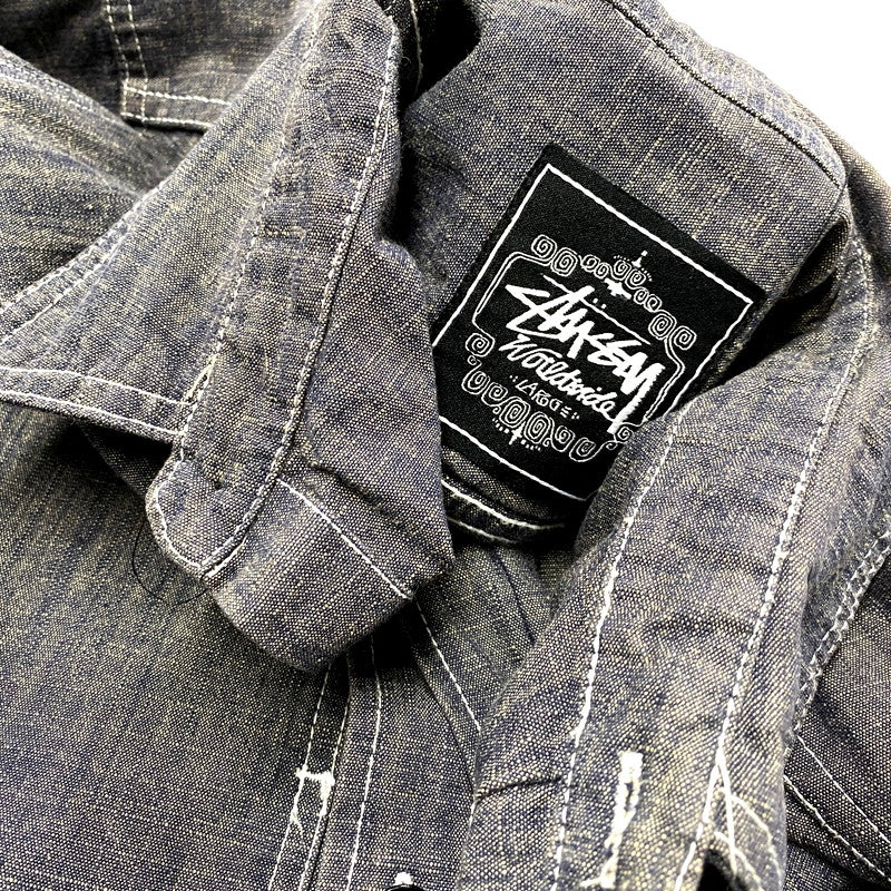 【中古品】【メンズ】 OLD STUSSY オールドステューシー WORLDWIDE 00S LS WORK SHIRT ワールドワイド 00年代 ロングスリーブワークシャツ トップス 長袖 142-250828-ma-09-izu サイズ：L カラー：グレー系 万代Net店