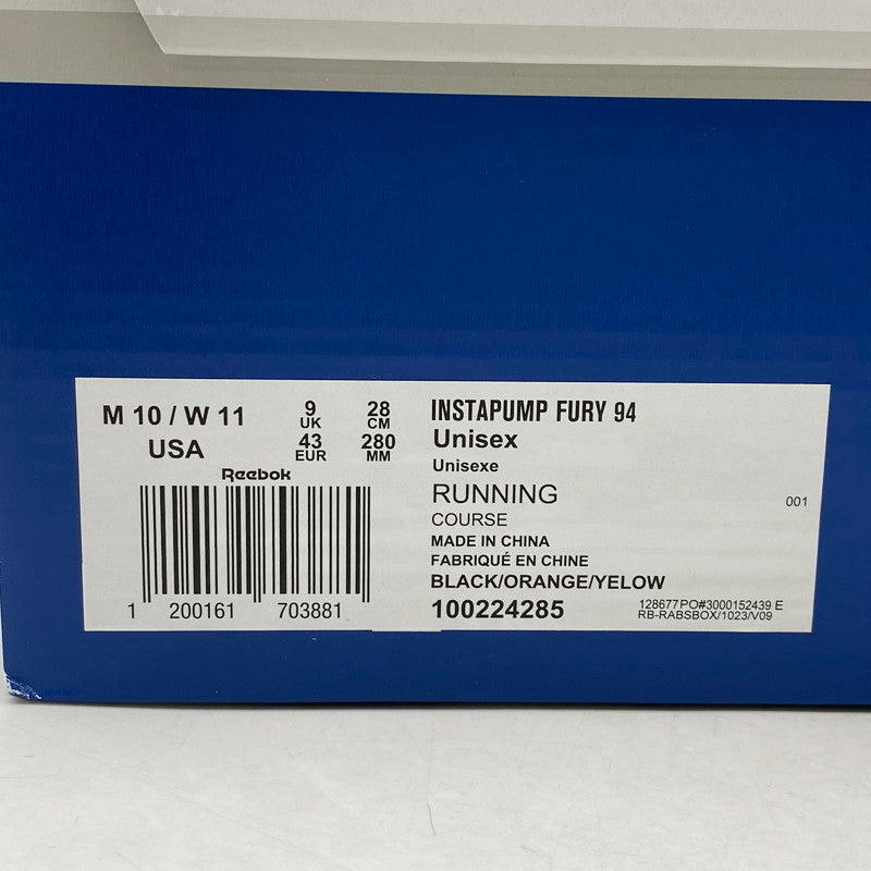 【中古品】【メンズ】 REEBOK×KOSHI INABA リーボック×稲葉浩志 100224285 INSTAPUMP FURY 94 MAGMA インスタポンプフューリー 94 マグマ 靴 スニーカー シューズ 162-250830-ma-10-izu サイズ：28cm カラー：BLACK/ORANGE 万代Net店