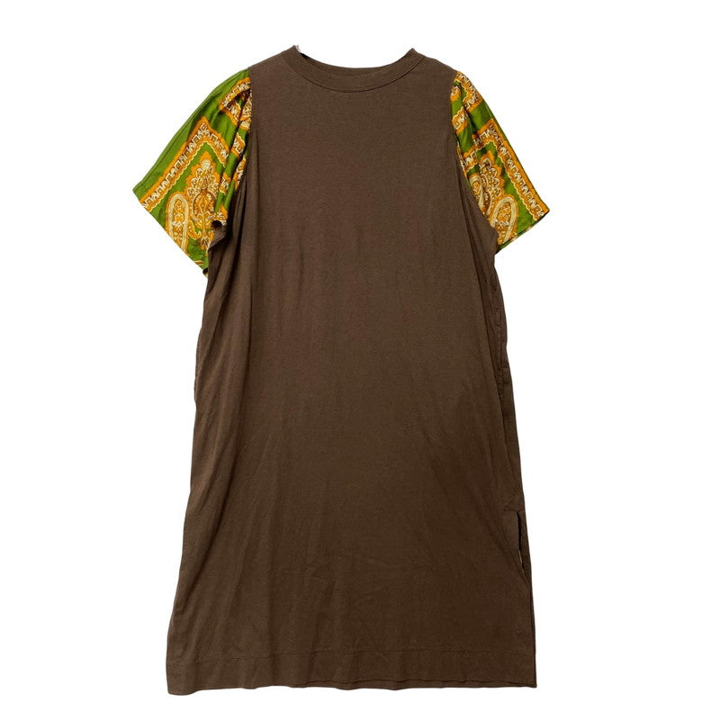 【中古品】【レディース】 45R フォーティーファイブアール 70550522 シルクバンダナ×天竺ドレス ワンピース 半袖 168-250830-ma-01-izu サイズ：00 カラー：ブラウン 万代Net店