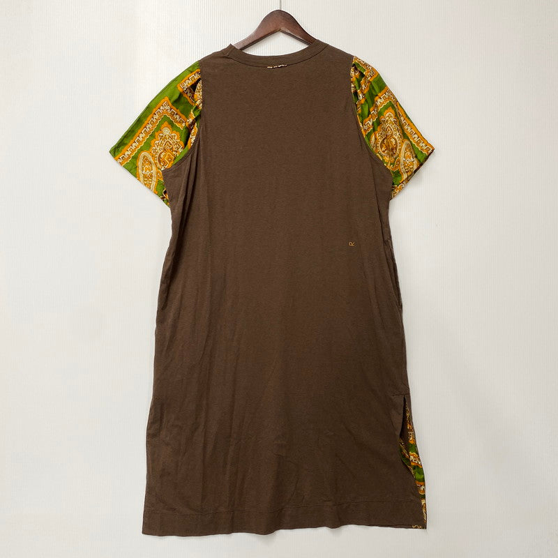 【中古品】【レディース】 45R フォーティーファイブアール 70550522 シルクバンダナ×天竺ドレス ワンピース 半袖 168-250830-ma-01-izu サイズ：00 カラー：ブラウン 万代Net店