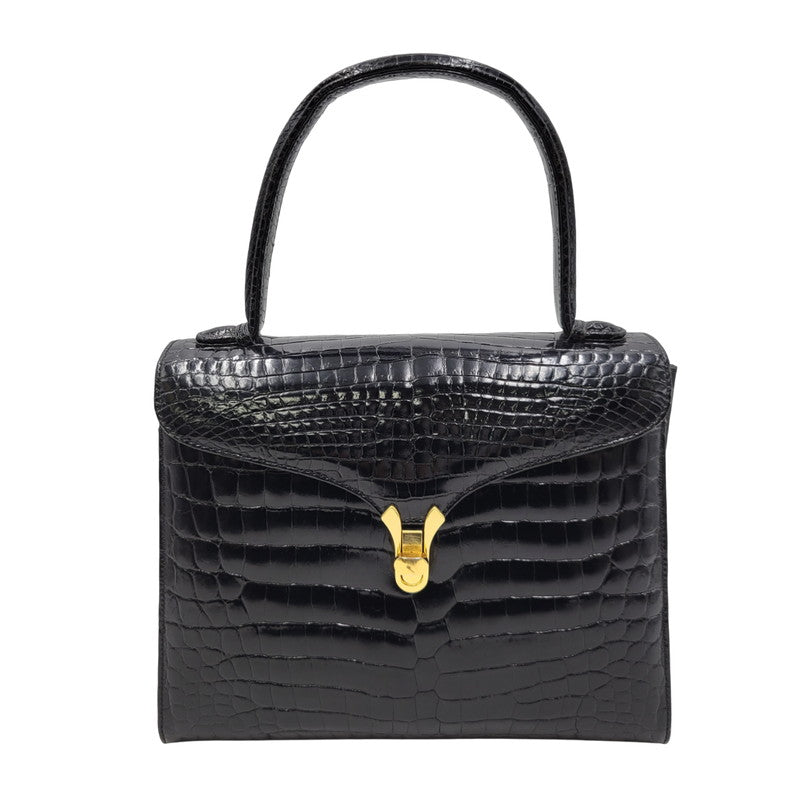 【中古品】【レディース】 USED CROCODILE HAND BAG ハンドバッグ カバン 鞄 188-250909-as-02-izu カラー：ブラック 万代Net店